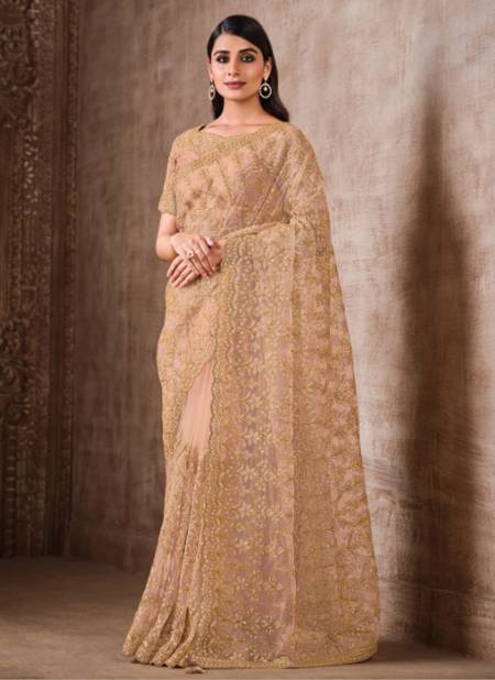 Gold Colour Reina Mahotsav New Designer Exclusive Heavy Party Wear Georgette Saree Collection 21723